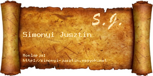 Simonyi Jusztin névjegykártya